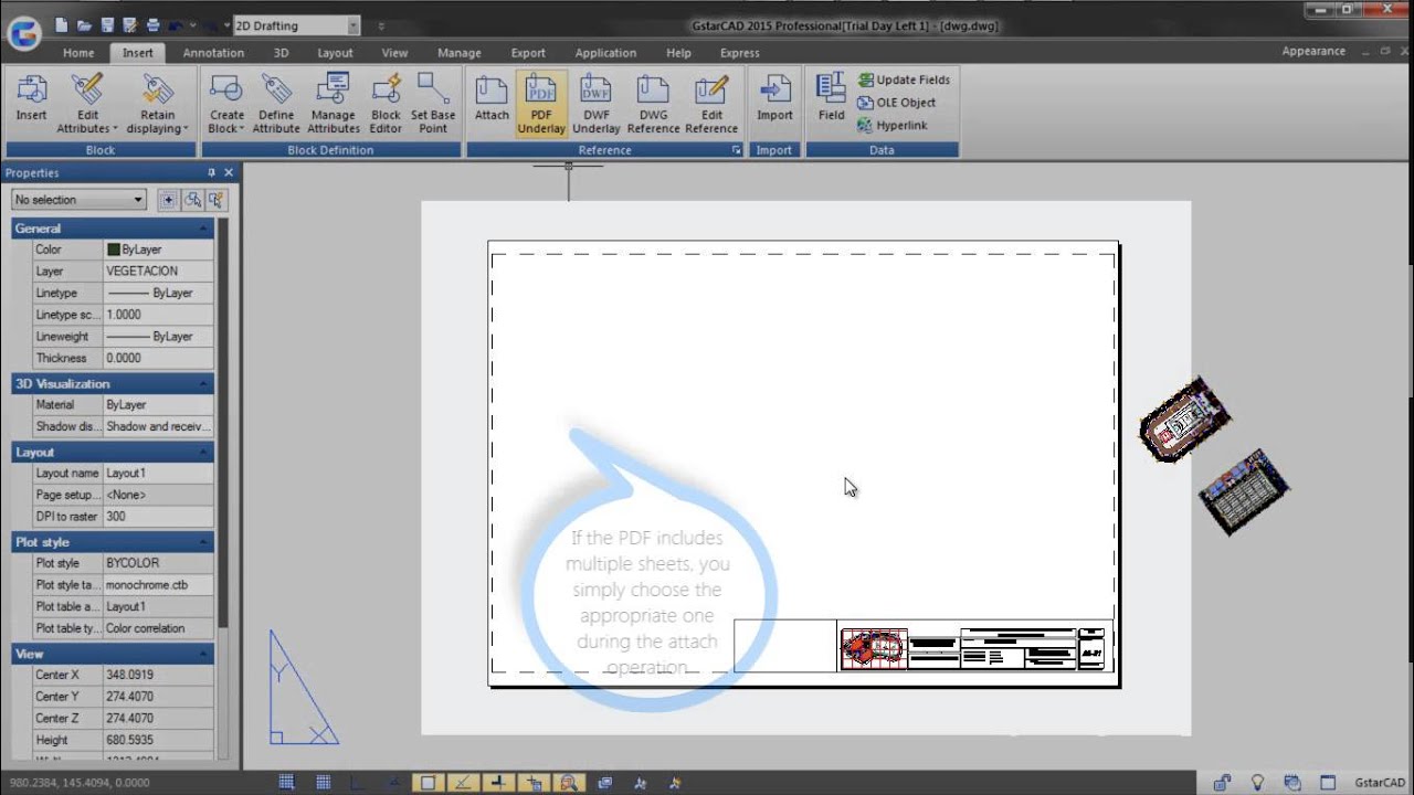 GstarCAD 2015 : PDF UNDERLAY