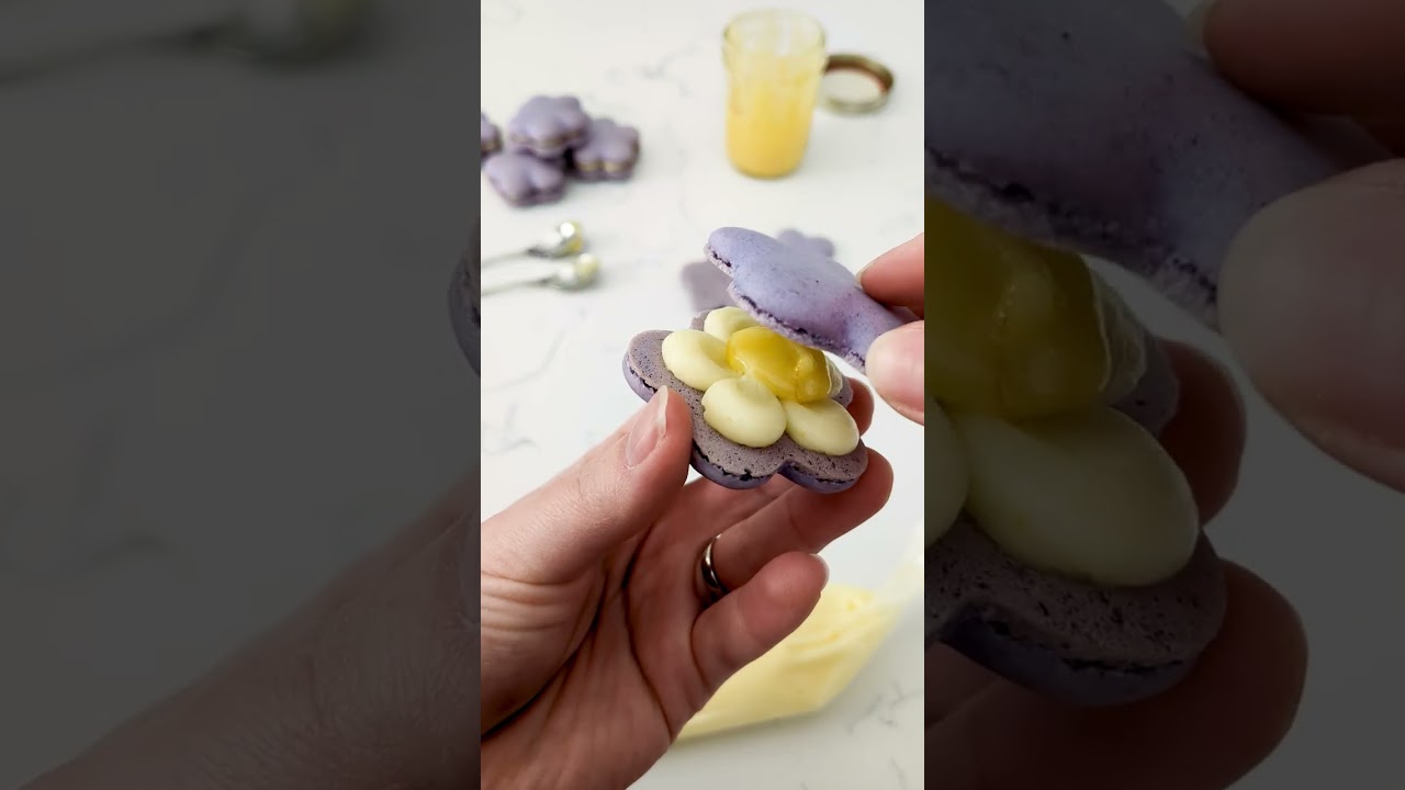 Lemon Lavender Flower Macarons | Flower-Shaped Macarons | The Floral Apron