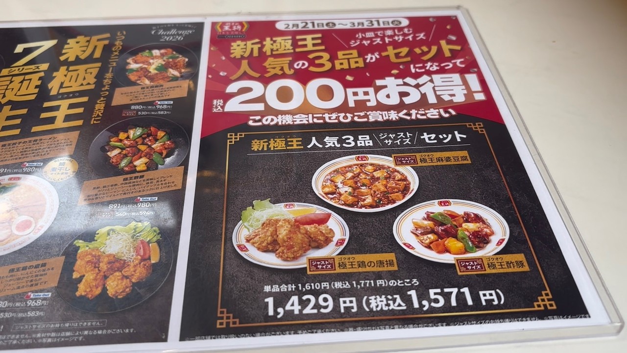 餃子の王将　新極王3品ジャストサイズセット