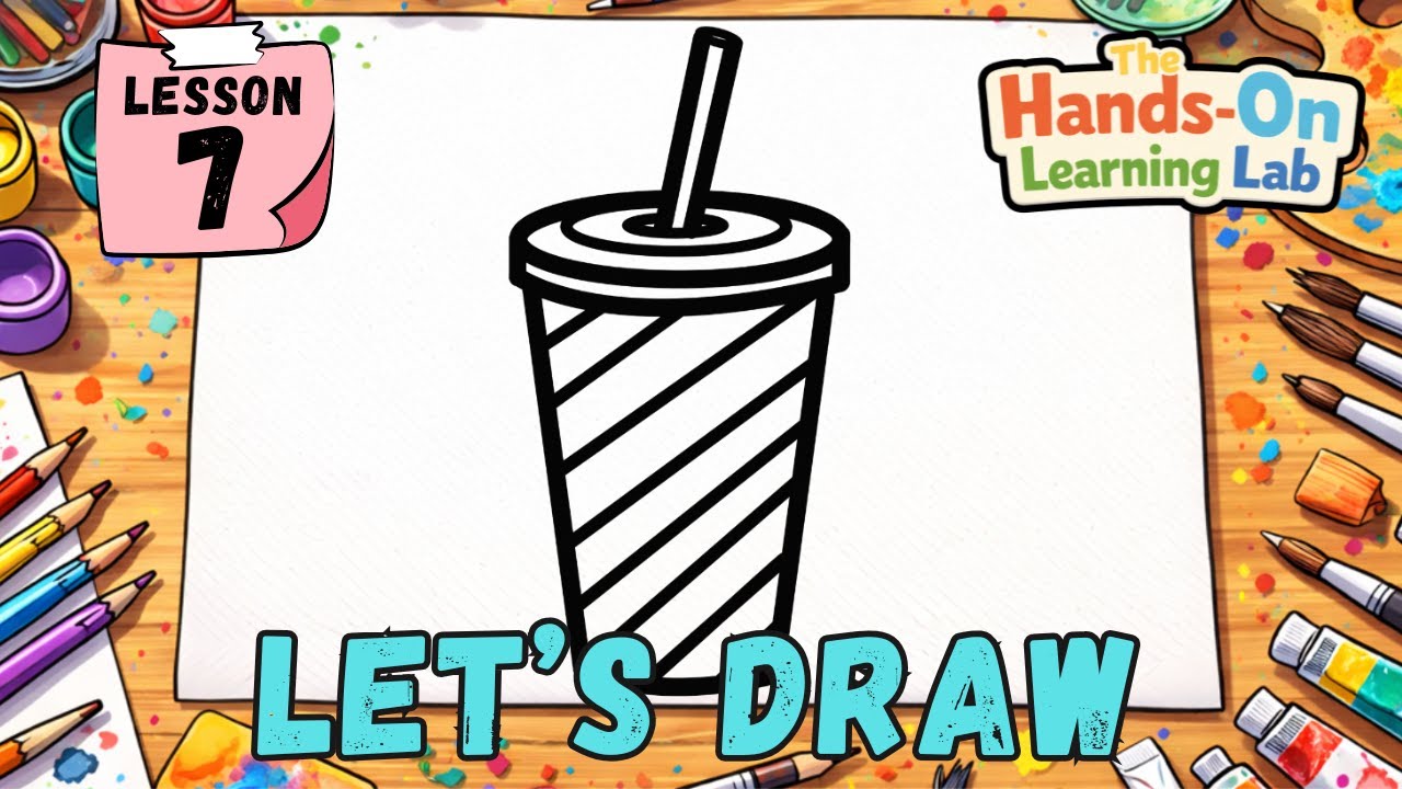 How to Draw a Cup with a Straw, Step by Step Drawing #drawingforkids   #simpledrawing  #drawing