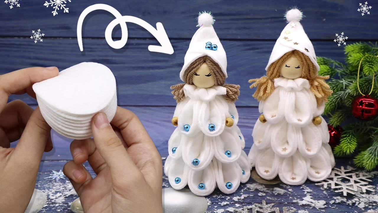Christmas Doll 💕 Snow-white doll made of cotton pads