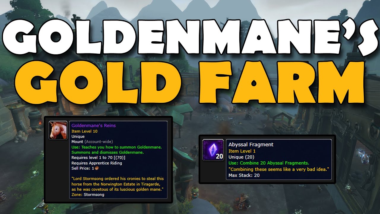 Goldenmane Rein's MOUNT Farm Tutorial Gold Farm BOE Mount WoW