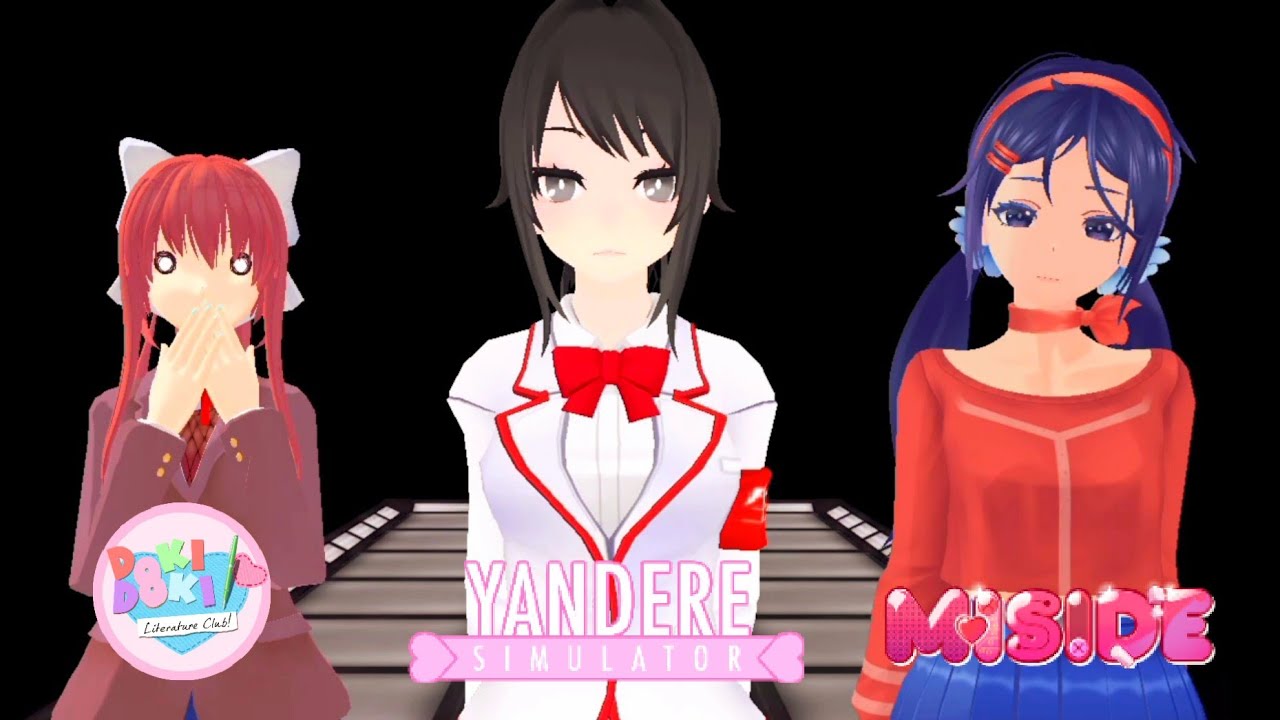 [ DDLC + YANDERE SIMULATOR + MISIDE MMD ] 3 MC VS 3 GIRLS | 