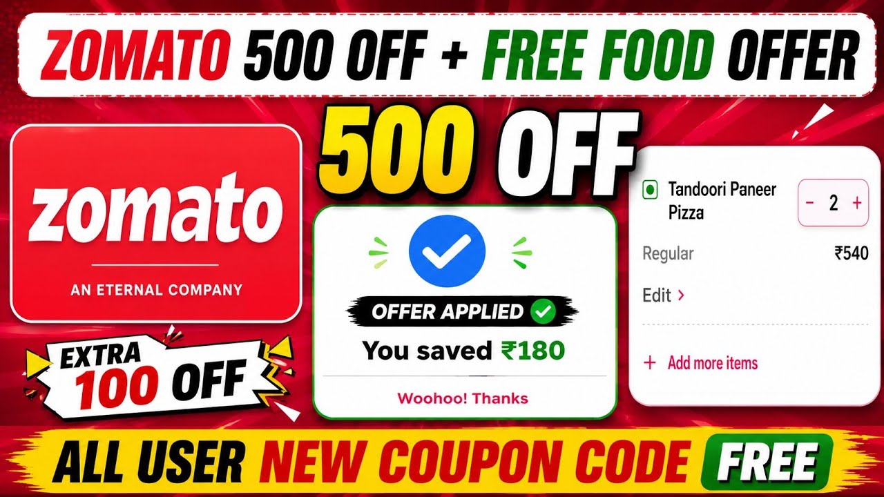 Zomato Coupon Code Today | Zomato Offer Today | Zomato Discount Code | Zomato Coupon code