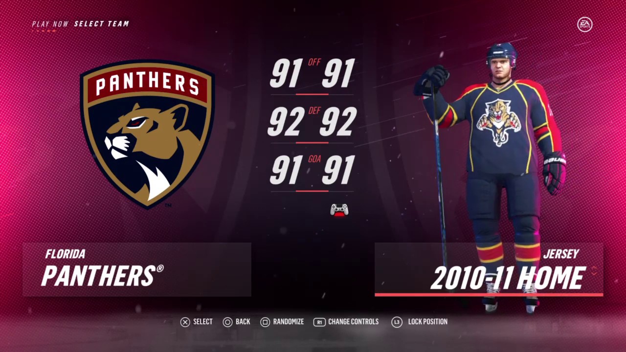 NHL 19 - Florida Panthers Uniforms - All Franchise History Uniforms & All Teams Rating