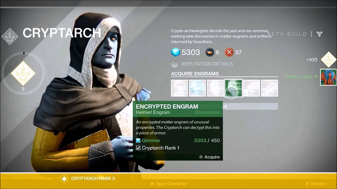 Destiny Walk Through: Cryptarch Level 3 and LOOT!