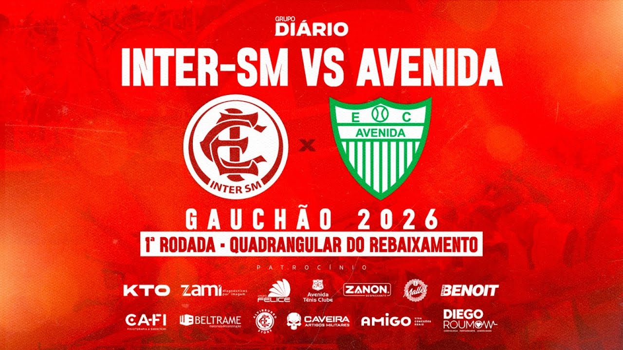 Acompanhe Inter-SM x Avenida pela 1ª rodada do quadrangular do rebaixamento no Gauchão 2026