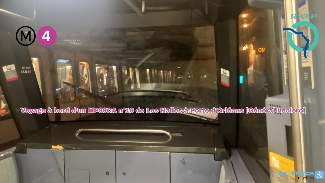 [Métro ligne 4 RATP] Voyage à bord d'un MP89CA de Les Halles à Porte d'Orléans #ratp #idfm #mp89ca
