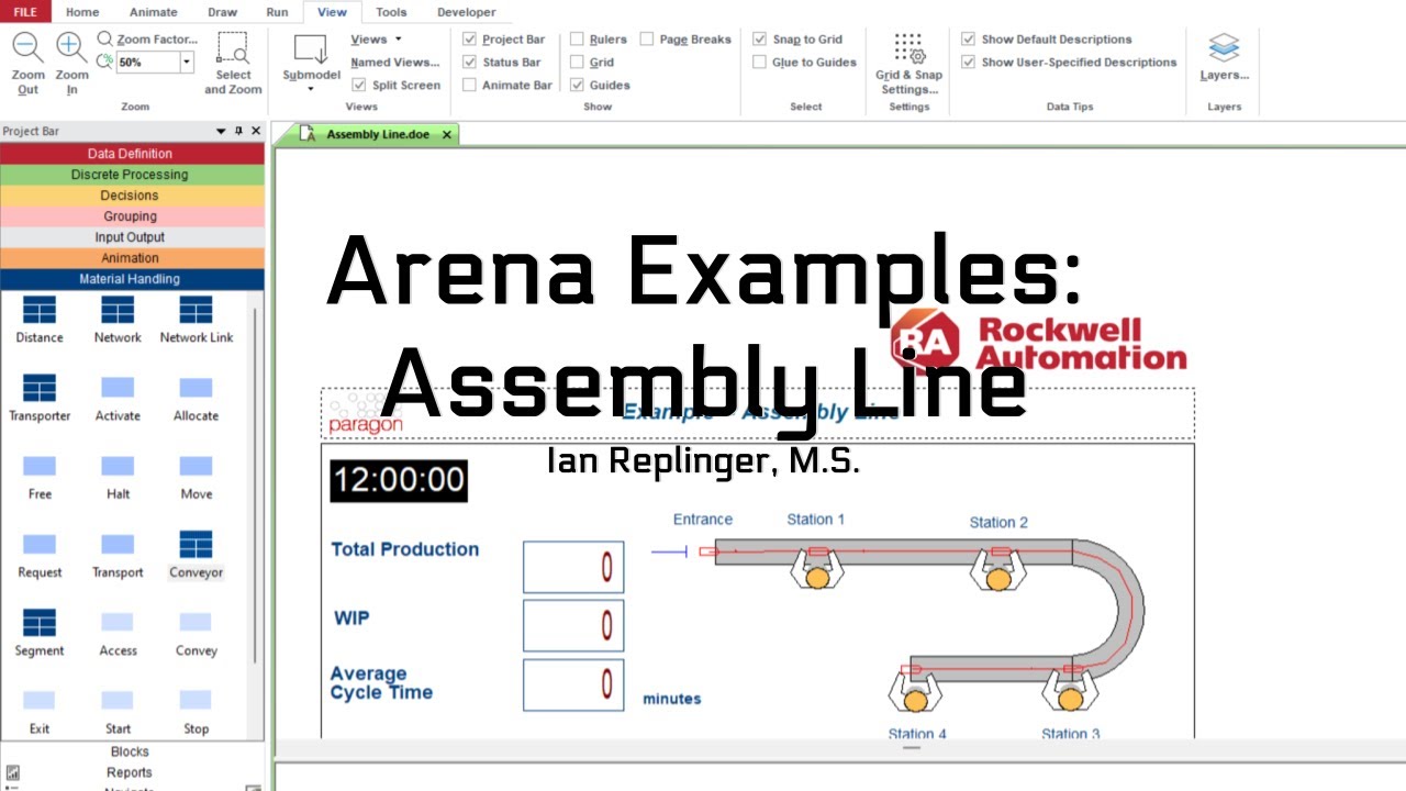 Arena Examples: Assembly Line | Stations & Conveyors
