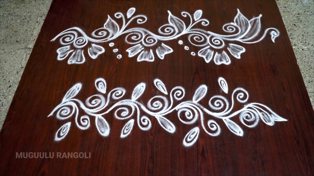 door side rangoli side designs muggulu side borders side corner rangoli designs side border design