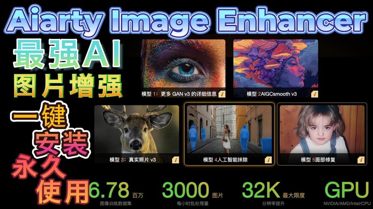 AI图片增强神器｜2026 Aiarty Image Enhancer 绿色直装版｜本地部署离线可用｜图片修复｜万物皆可抠