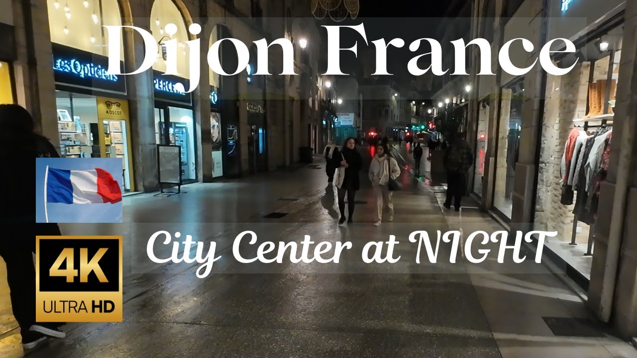 Dijon France City Center Walking Tour at Night
