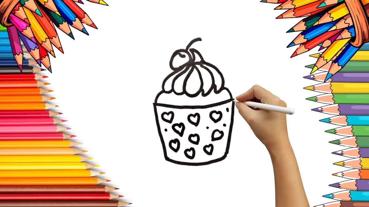 How To Draw cute Cake Drawing, Painting & Coloring For Kids and Toddlers_ Child Art 🐋🌈🎨