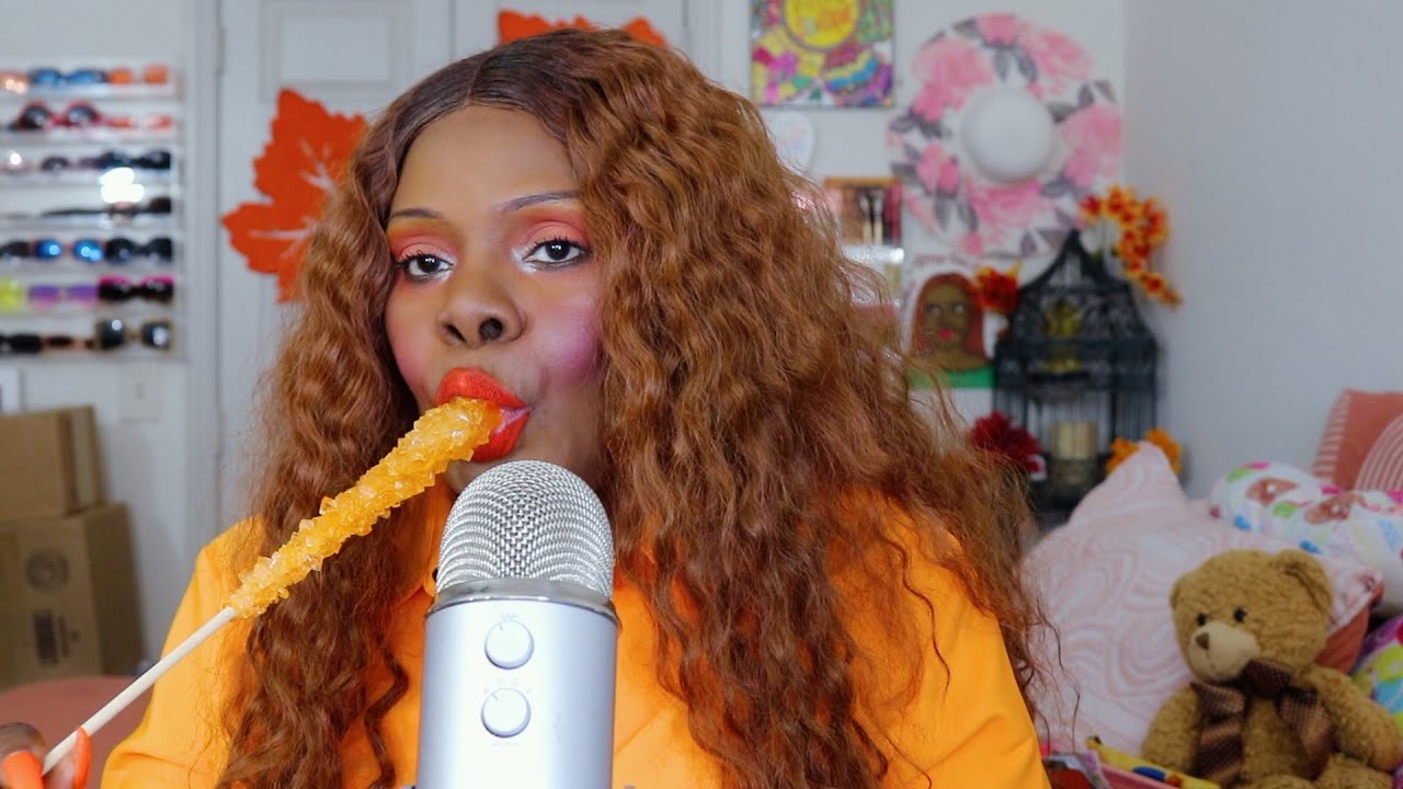 Orange Rock Candies ASMR EATING SOUNDS