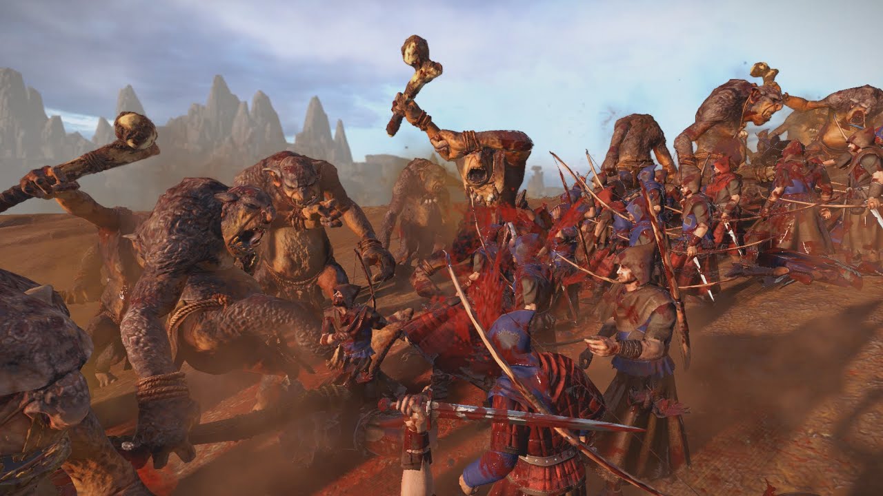 5000 Archers vs 500 Trolls Warhammer Total War