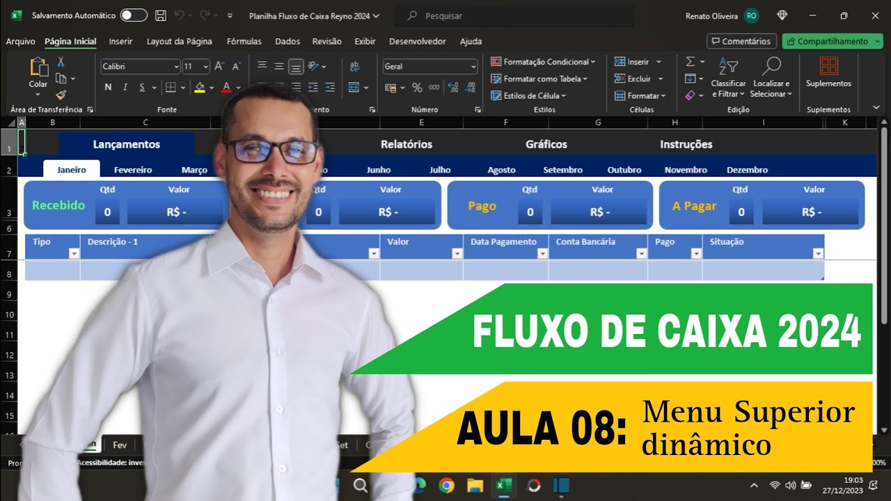 AULA 08 - FLUXO DE CAIXA 2024 - Menu Superior Dinâmico