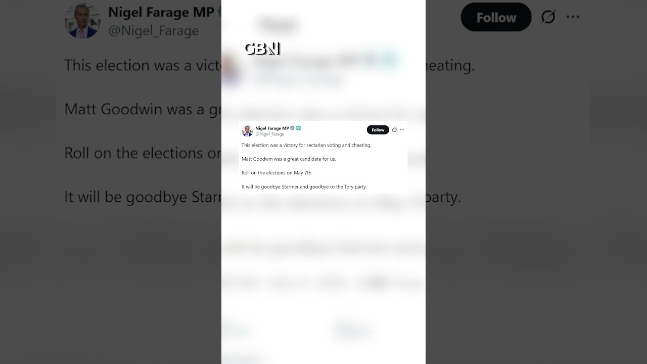 Nigel Farage REACTS as Reform UK LOSE Gorton and Denton by-election: 