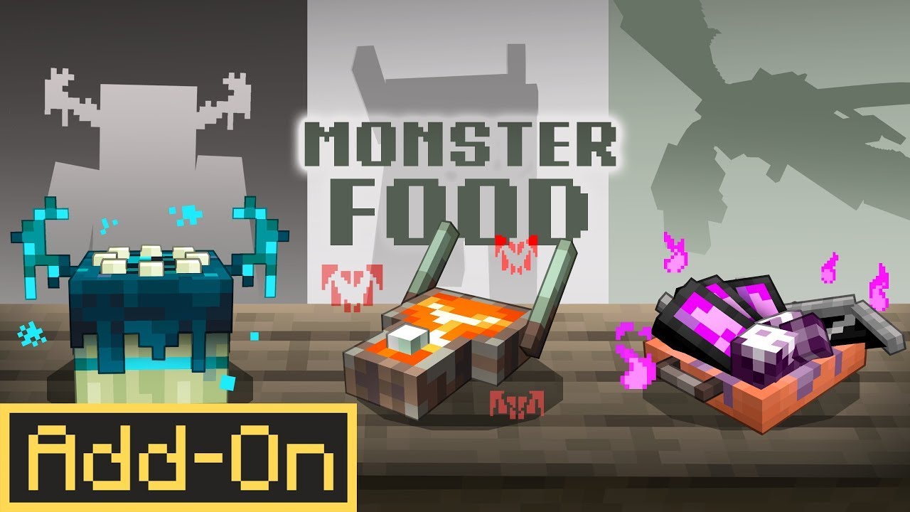 MONSTER FOOD ADDON: 50+ Consumable & Place-able CRAZY Foods added to Minecraft Bedrock Survival