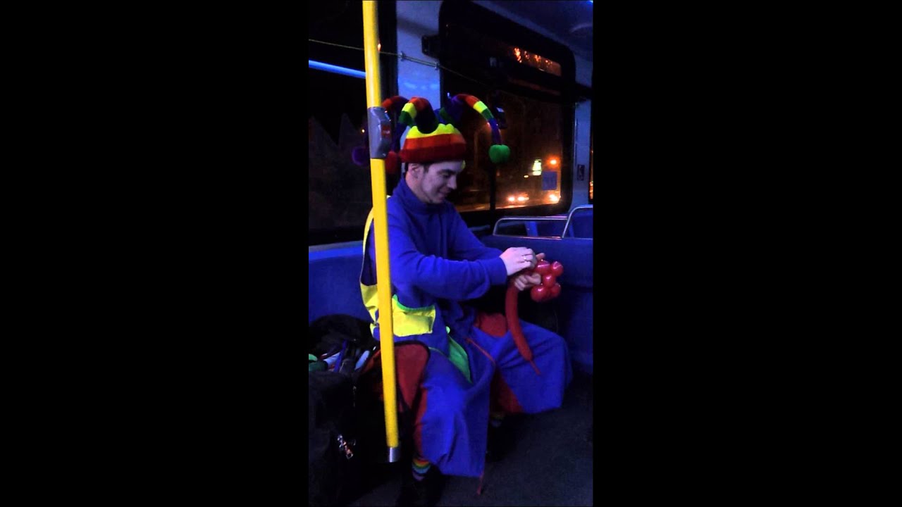 Stoned clown on the bus