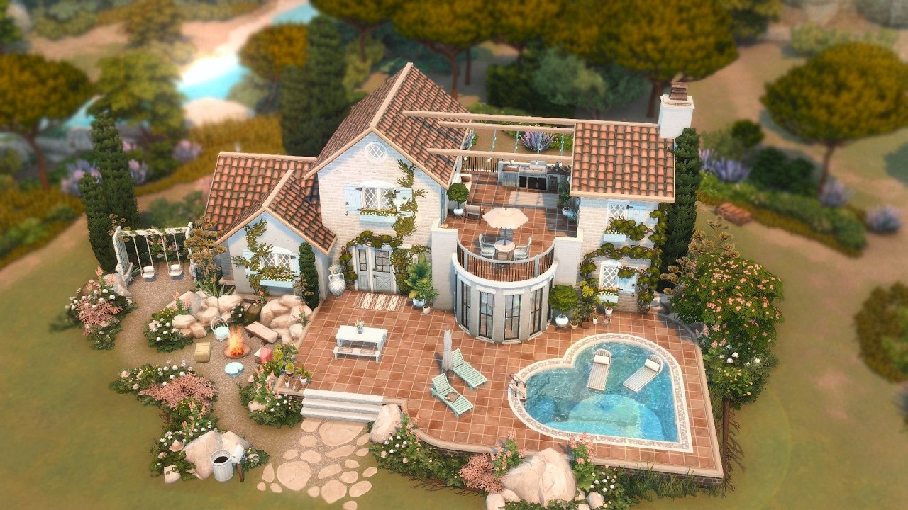 Мечтательный средиземноморский семейный дом в Тартосе | (без CC) The Sims 4 Speed ​​Build