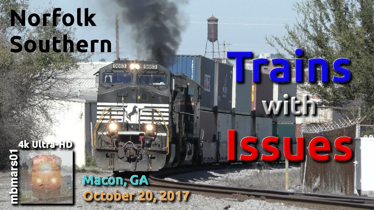 [5W][4k] Norfolk Southern Trains with Issues, Macon, GA 10/20/2017 ©mbmars01