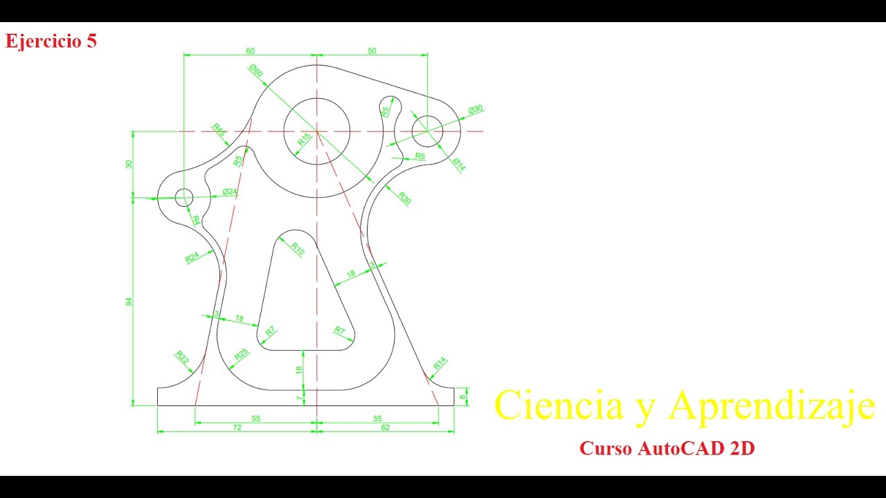 Curso AutoCAD Mechanical Básico 2D.Como usar Fillet. Ejercicio 5
