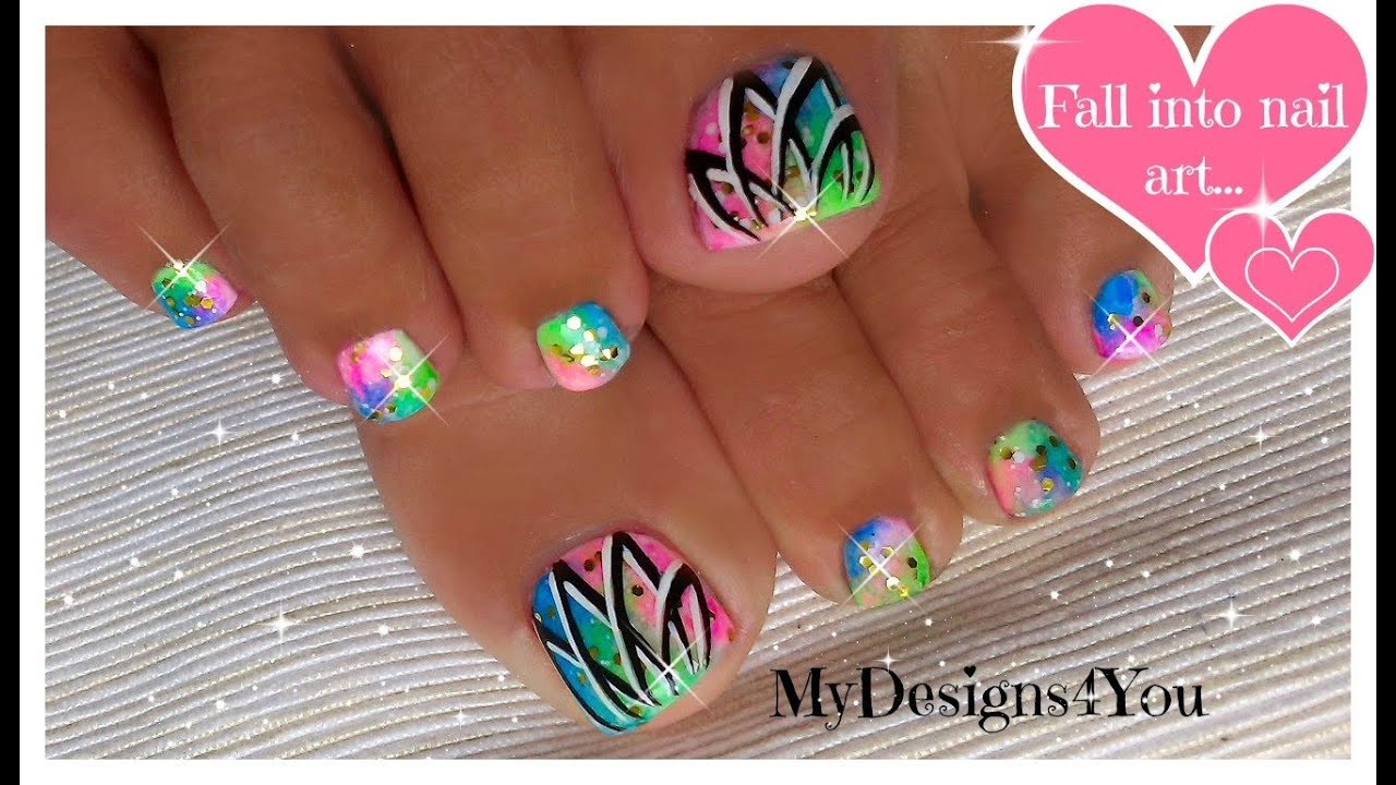 Summer Toenail Art | Easy Neon Toenails ♥  Diseño de Uñas de Pies Neón