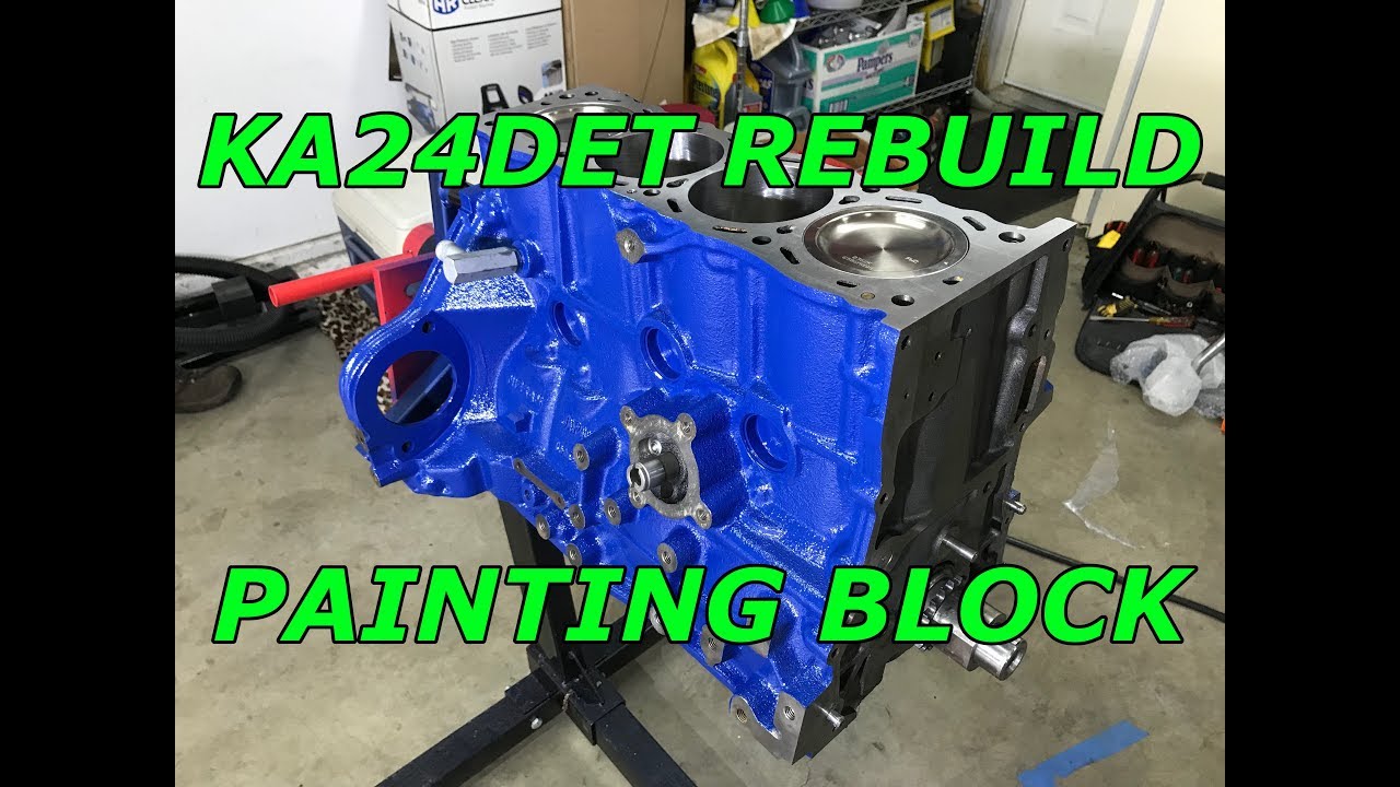 KA24DET Engine Rebuild Pt.2 painting Block and Heat Wrapping Manifold