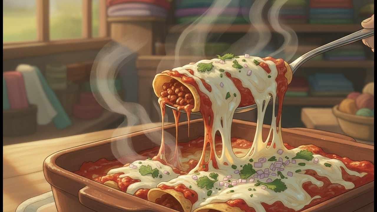 Cozy Night in Mexico: Cooking Enchiladas together 🥘 | Relaxing Anime Animation