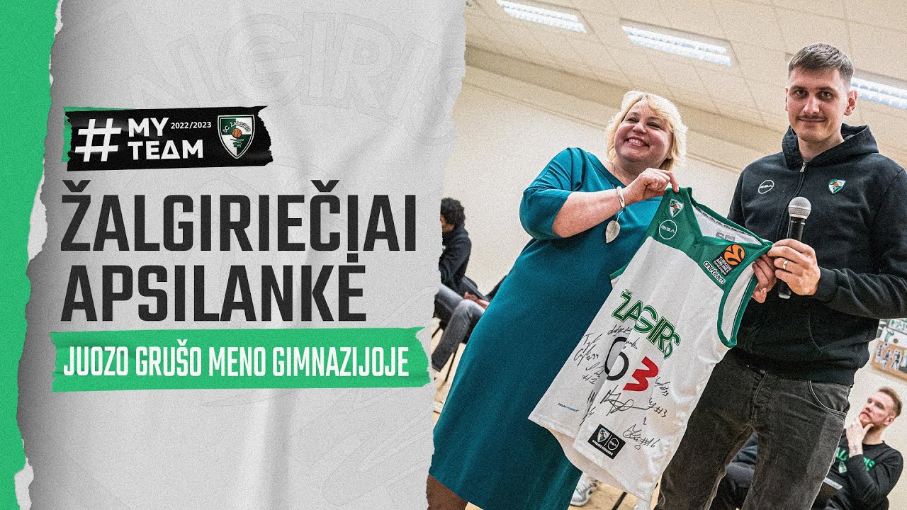 Žalgiriečiai aplankė „Žalgiris – Tavo mokykloje“ laimėjusią Kauno Juozo Grušo meno gimnaziją