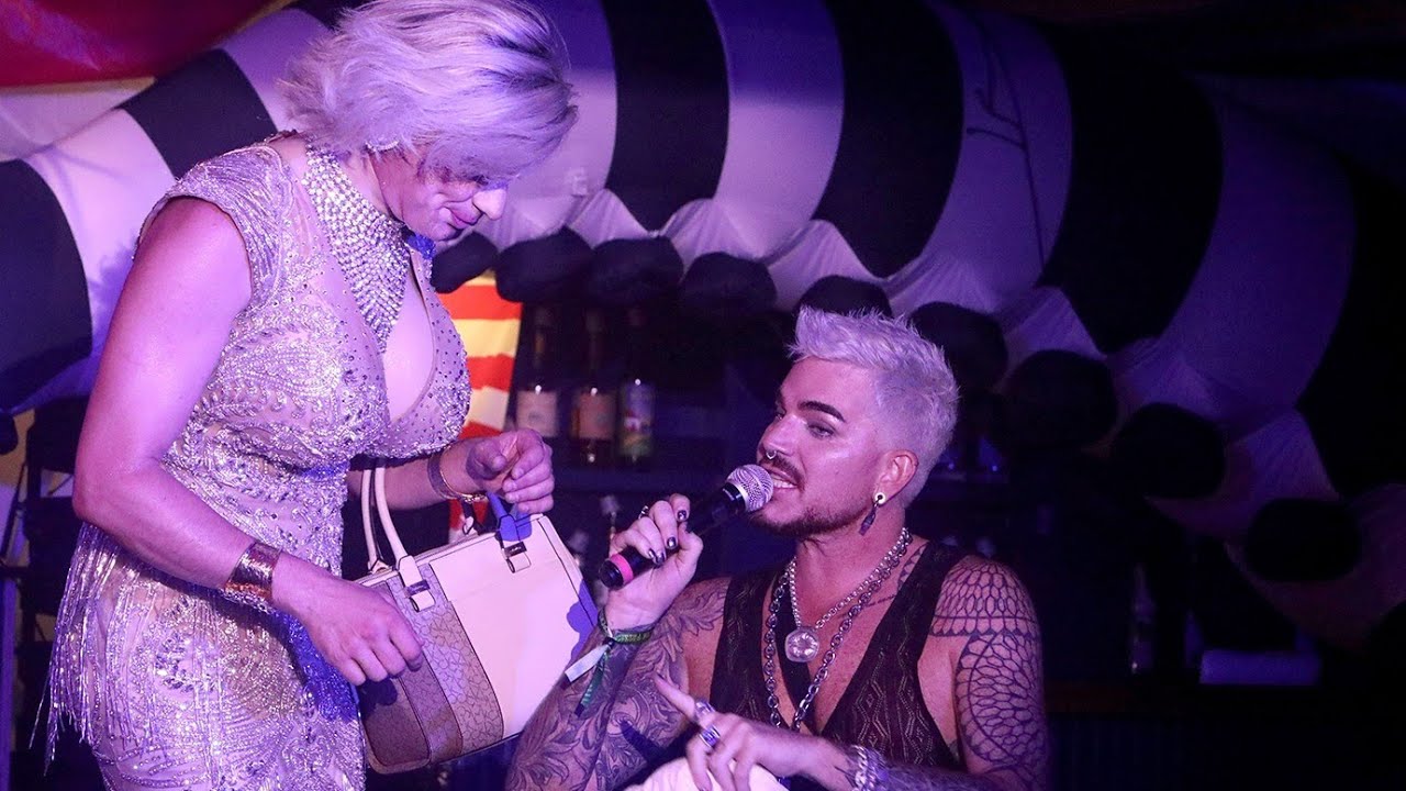 Adam Lambert having fun at the Jimbo/Ice Palace at Fire island, July 6