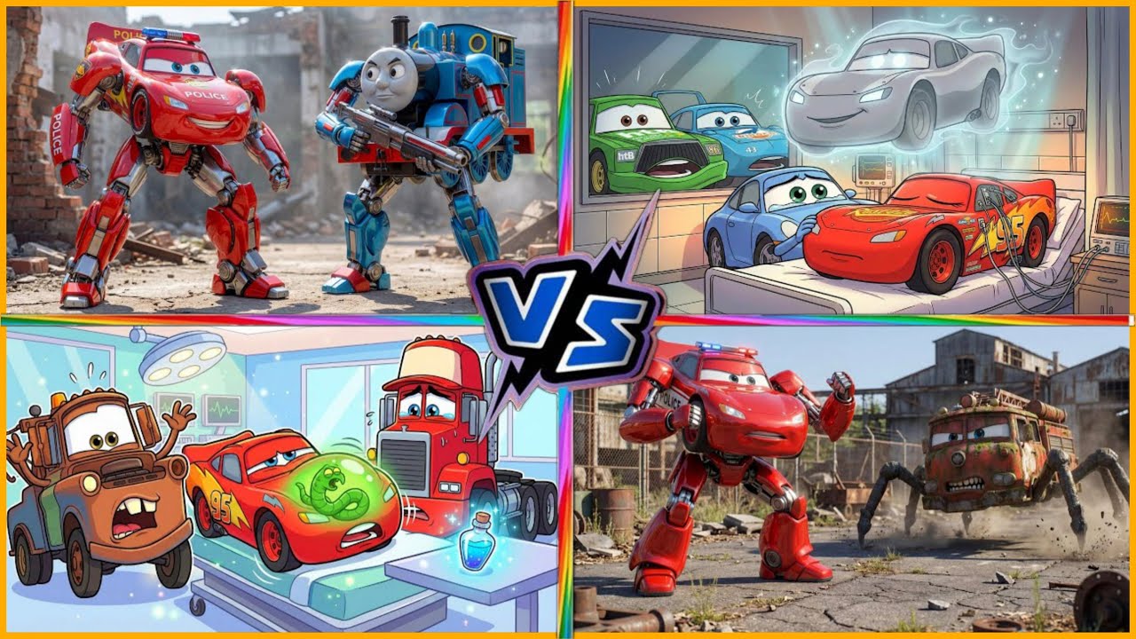 McQueen vs Scary Monsters! 🏎️👹 Robot Fight & Mega Trains!