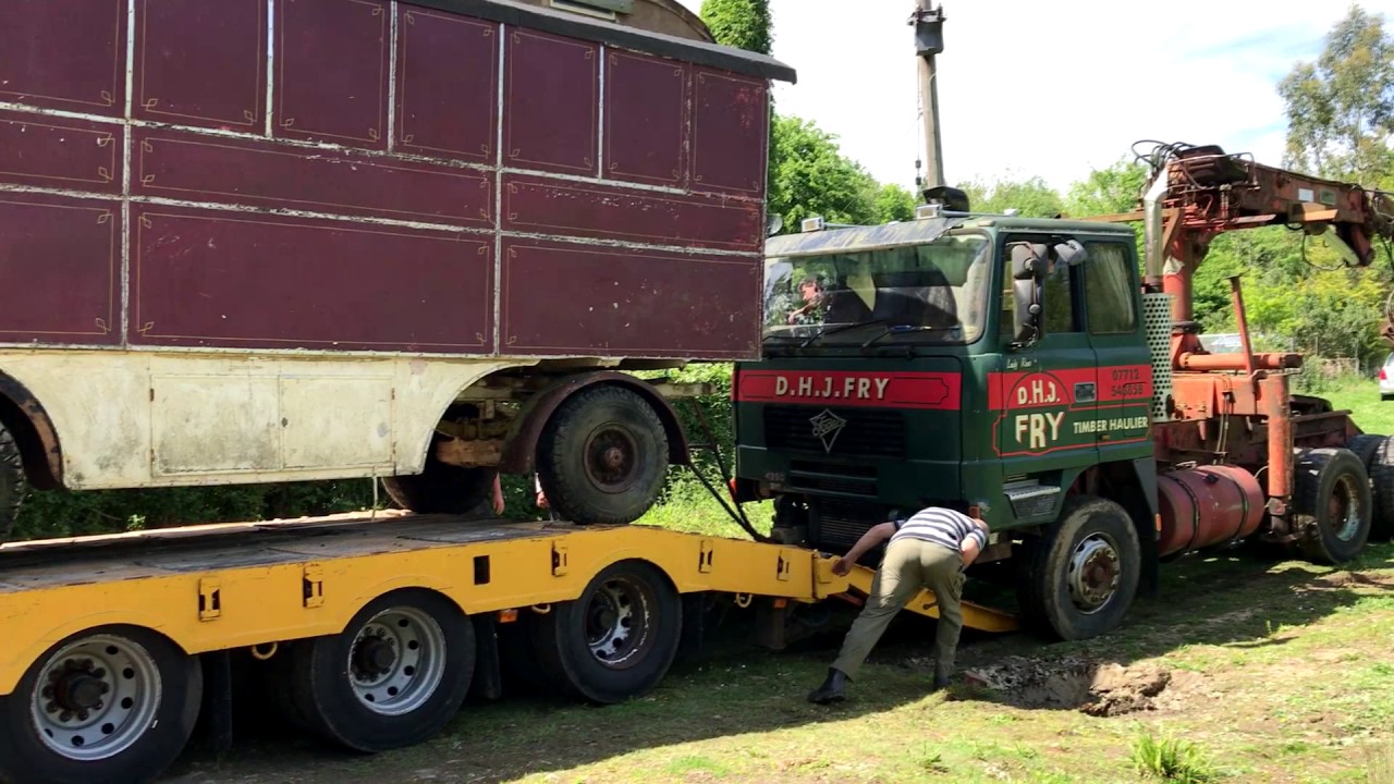 Old Showmans Caravan Being Loaded