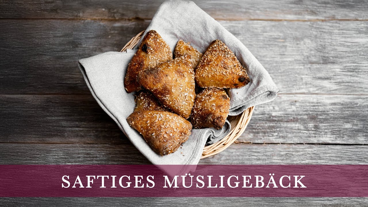 Müsligebäck mit Sauerteig - Saftiges Frühstücksgebäck mit Sauerteig und Flocken