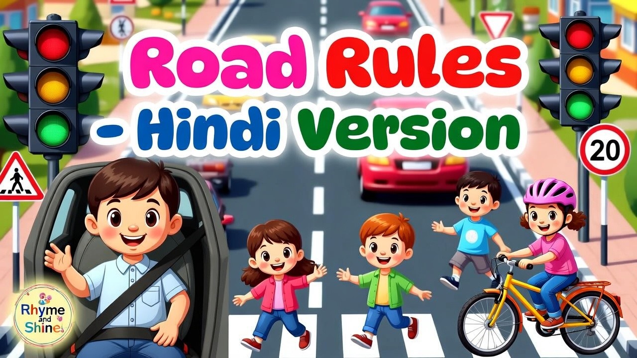 Sadak Suraksha Song 🛑🟢 | Road Safety Rhyme for Children | Hindi Safety Song for Kids