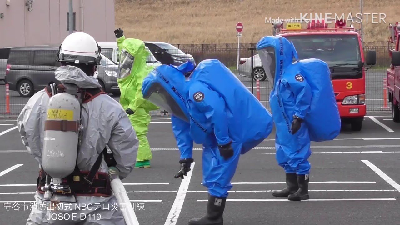 守谷市消防出初式 車両行進とNBCテロ災害訓練