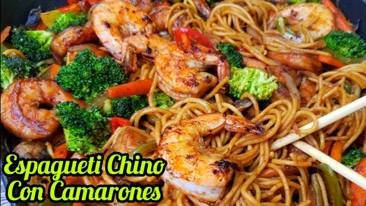 💙COMO HACER  ESPAGUETI CHINO  CON CAMARONES (FACIL) A MI ESTILO