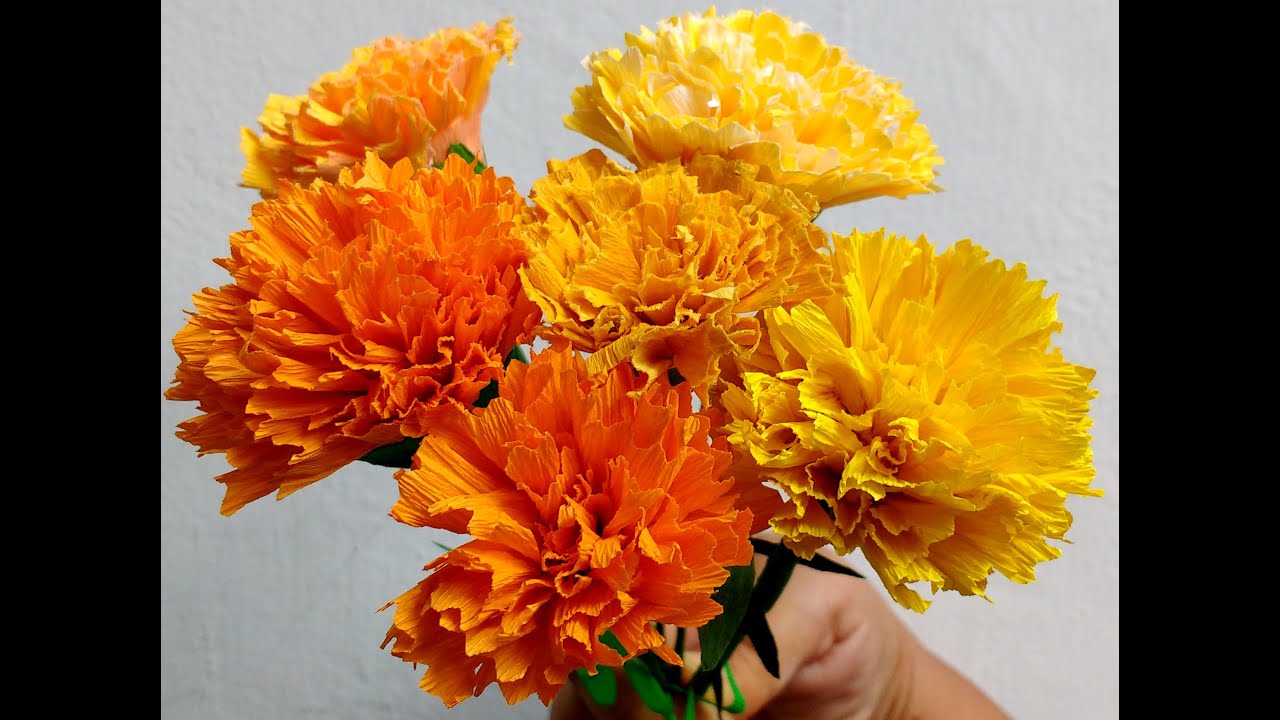 How to make Paper Flowers Marigold / Genda Phool (Flower # 73)