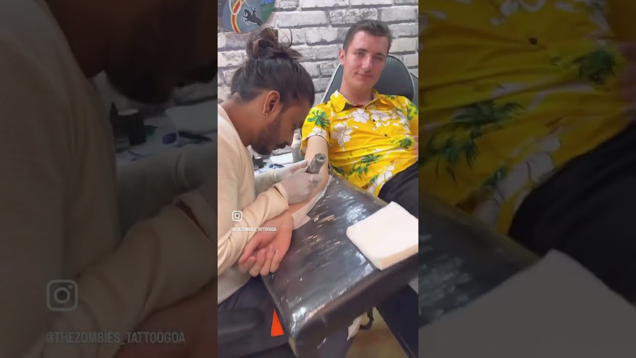 Moon with waves tattoo on hand #peace #love #moon #wave #tattoo #video #reels #goa #enjoy