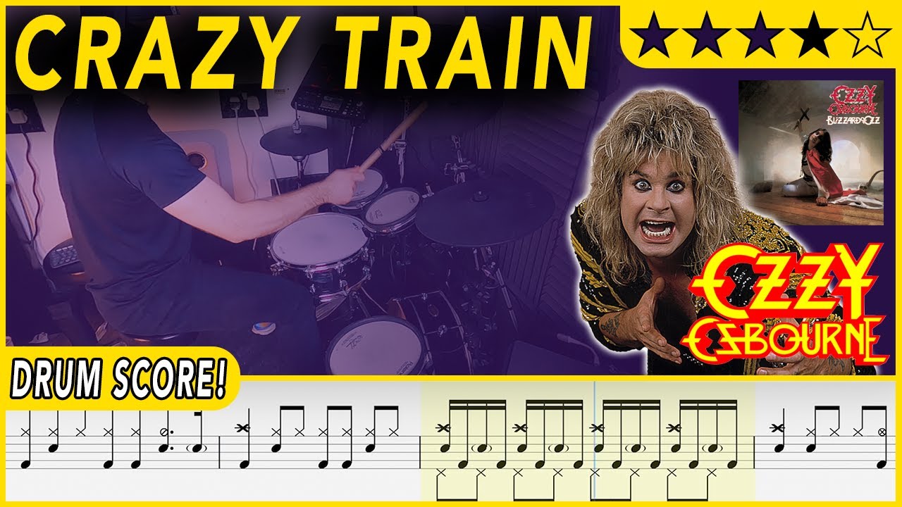 Crazy Train - Ozzy Osbourne | DRUM SCORE Sheet Music | #435 DRUMSCRIBE