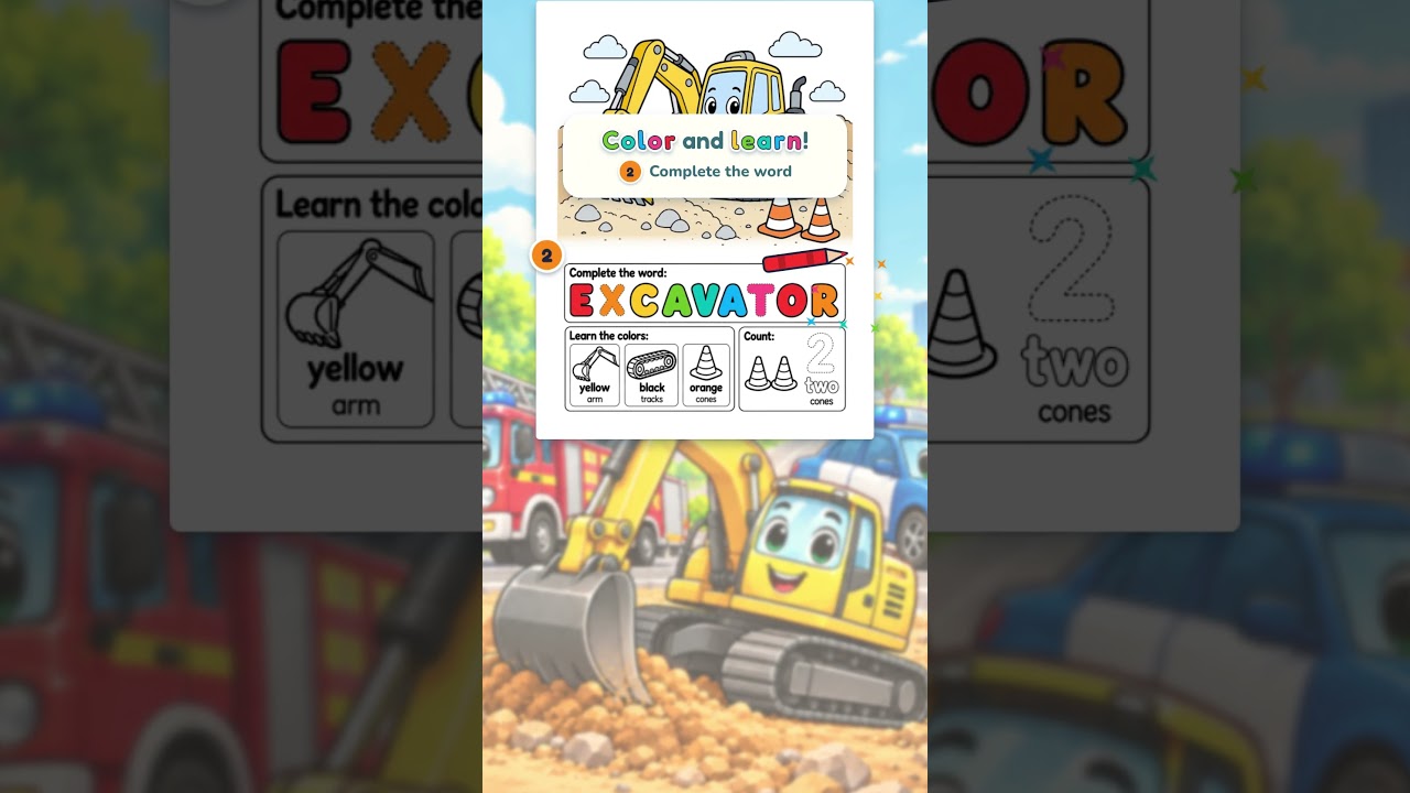 Vehicle Coloring Pages Bundle, 50 Worksheets for Kids 3+ (PDF)