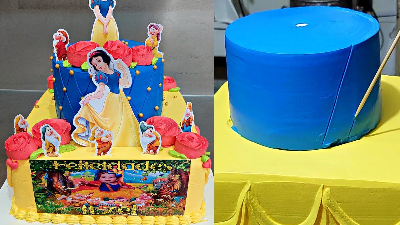 decoracion de pastel de blanca nieves    ||   torta  blanca nieves  para cumpleaños ||  40 porciones