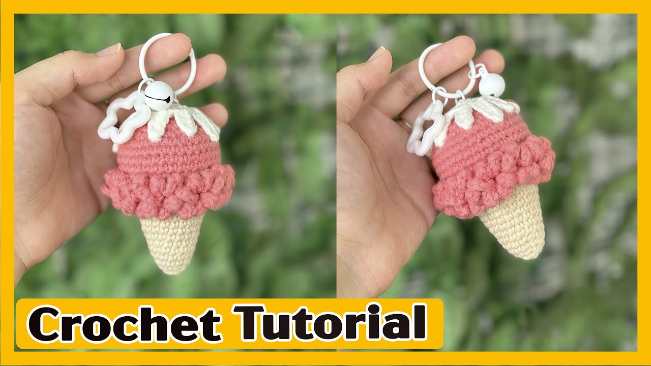 Easy & Cute Crochet Ice Cream Cone Keychain Tutorial | Beginner-Friendly Amigurumi