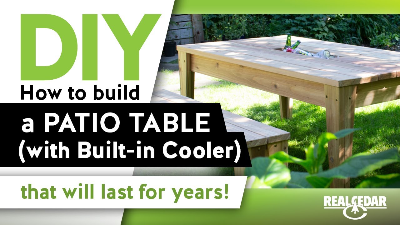 DIY - How to build a Modern Patio Table (with a built-in cooler!) - RealCedar.com