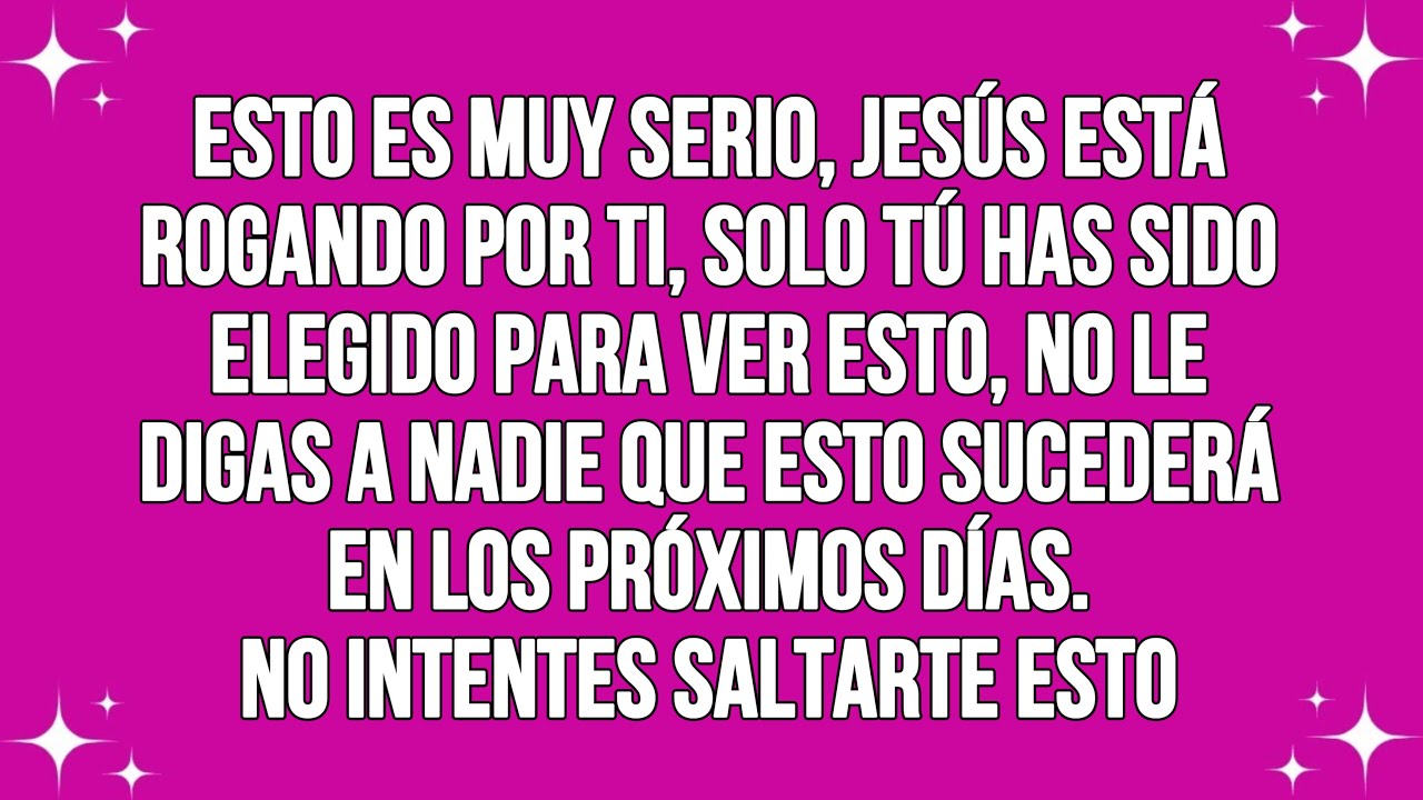 Esto es muy serio, Jesús está rogando por ti, solo tú has sido elegido para ver esto, no lo digas