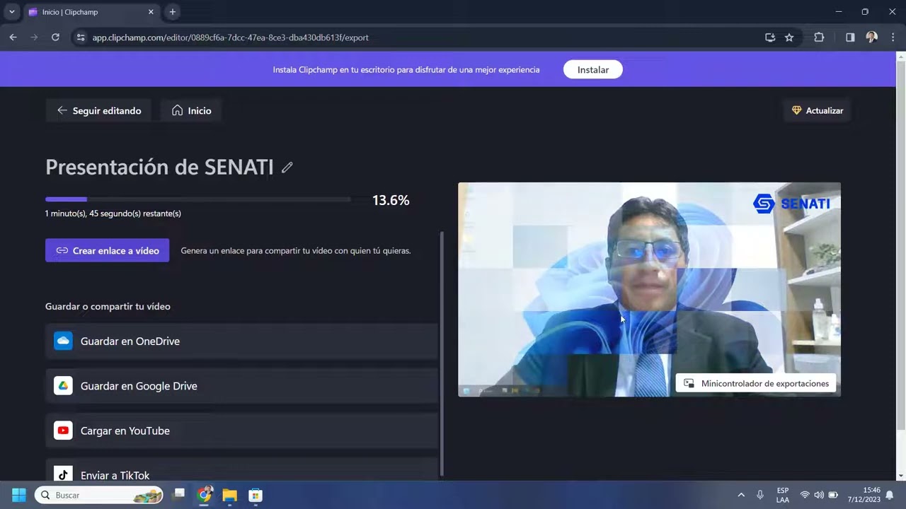 5. Exportar videos y compartirlos con ClipChamp