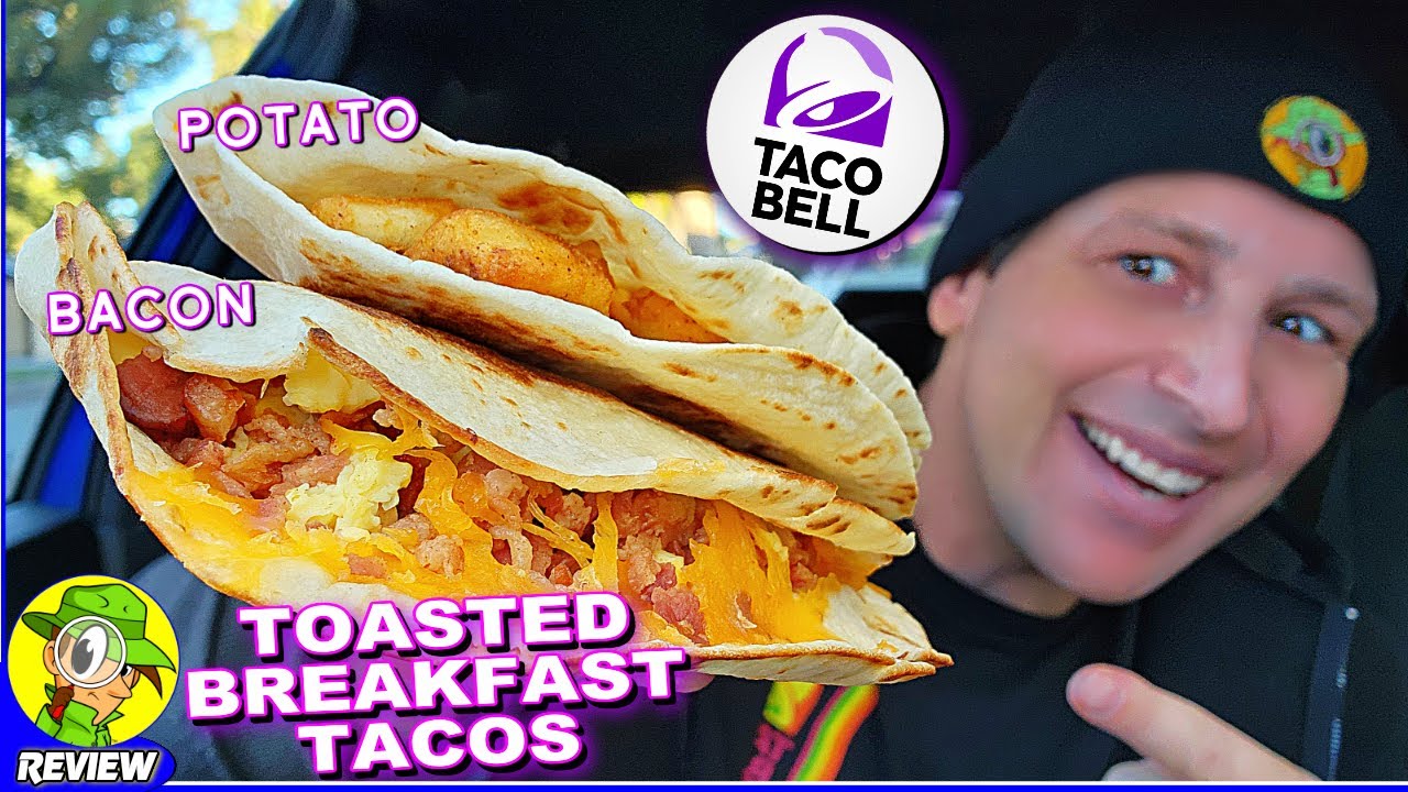 Taco Bell® TOASTED BREAKFAST TACOS Review 🌮🔔🍳🌮 Bacon & Potato! 🥓🥔  Peep THIS Out! 🕵️‍♂️