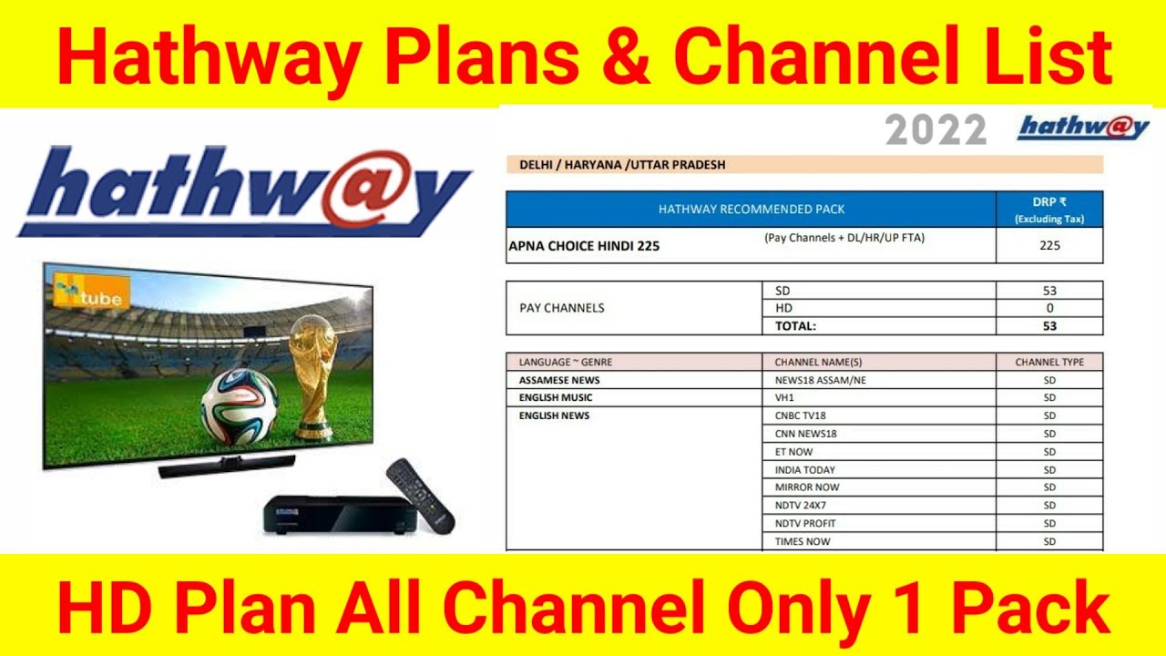 Best Hathway Plans | Hathway Channel List 2022 | Know Hathway Cable Plans List | Hathaway Package