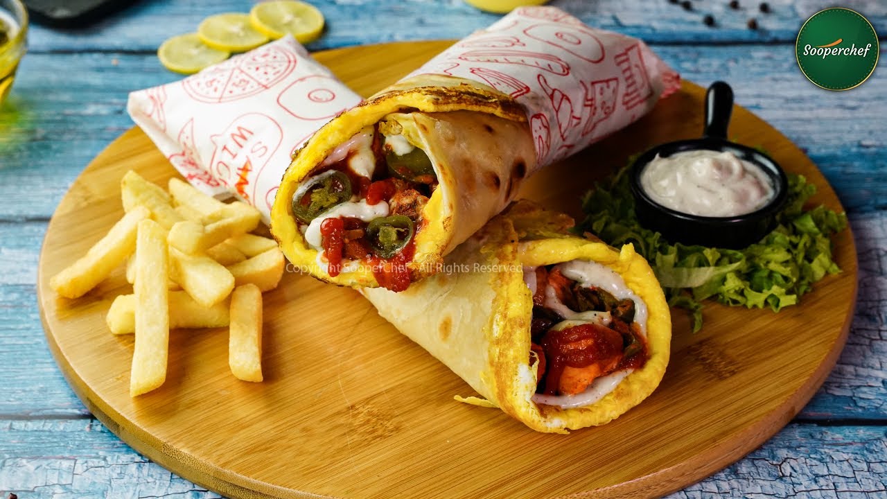 Tandoori Anda Paratha Roll (Tandoori Chicken Paratha Roll) Recipe by SooperChef