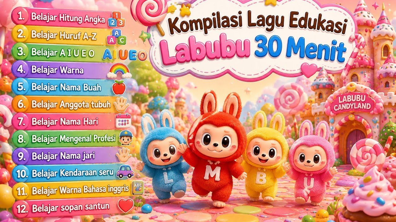 Kompilasi Lagu Edukasi Labubu 30 Menit 🎵 Belajar Ceria di Rumah”